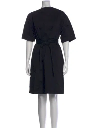 Pre-owned Totême Tie-waist Cotton Midi Dress Knee-length Dress In Black