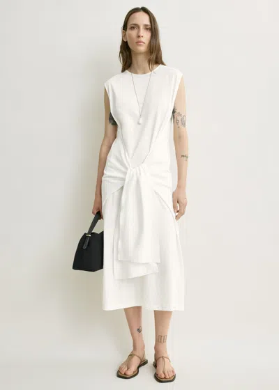 Totême Tie-waist Jersey Dress Off-white Petite In Brown