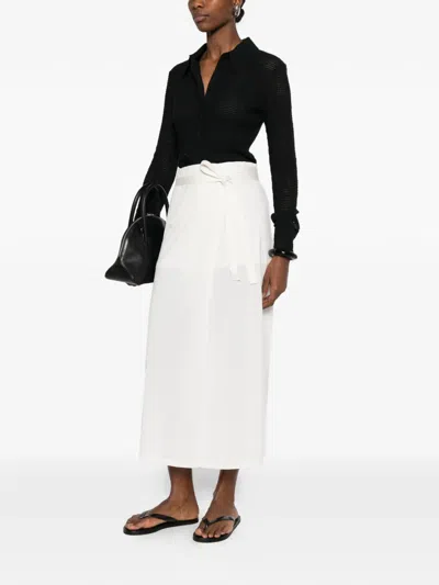 Totême Tie-waist Midi Skirt In White