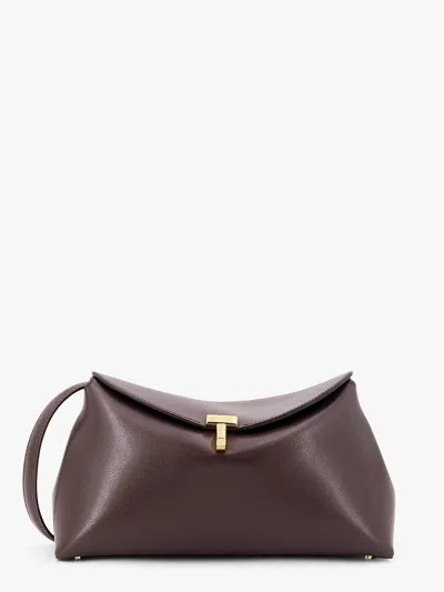 Totême T-lock Clutch Leather Crossbody Bag In Brown
