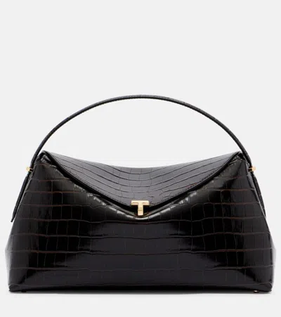 Totême T-lock Croc-effect Leather Tote Bag In Black