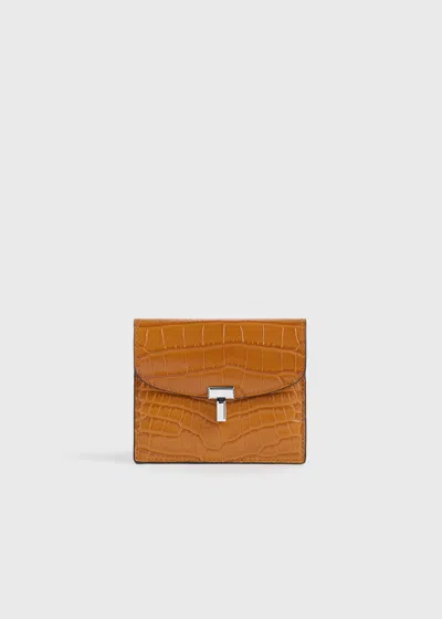 Totême T-lock Croco-embossed Cardholder Tangerine