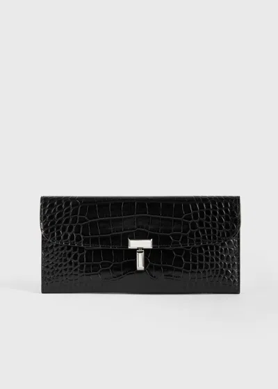 Totême T-lock Croco-embossed Wallet Black