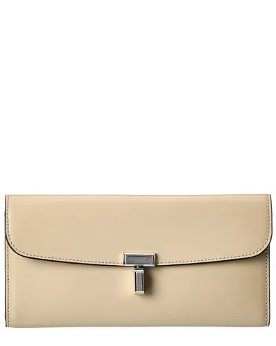 Totême Toteme T-lock Fold-over Leather Continental Wallet In Sand