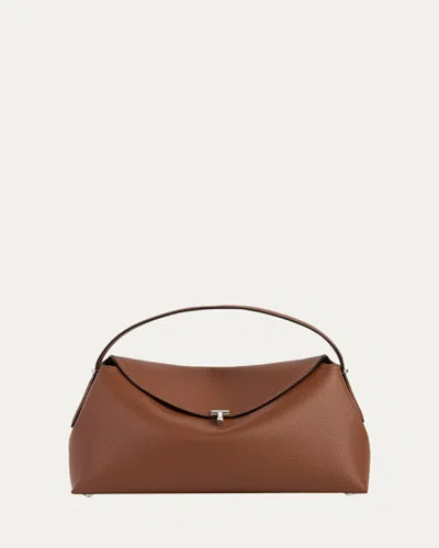 Totême T-lock Grain Leather Top-handle Bag In Brown