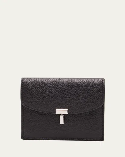 Totême T-lock Grained Leather Cardholder In Black