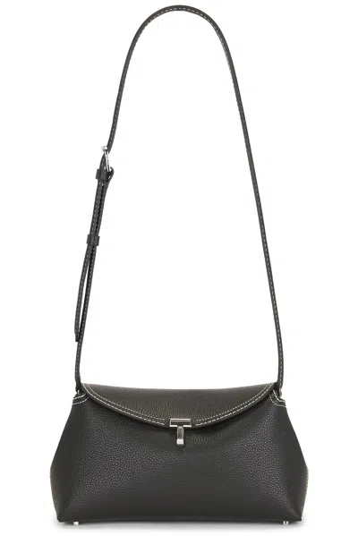 Totême T-lock Grained Leather Clutch In Black