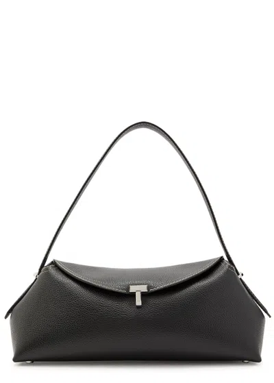 Totême Toteme T-lock Grained Leather Shoulder Bag In Black