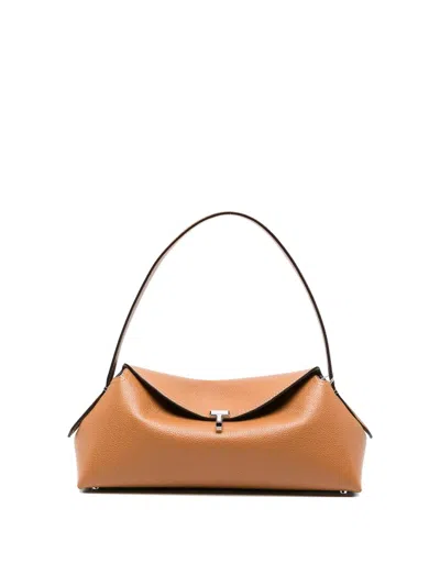 Totême T-lock Grained Leather Shoulder Bag In Brown