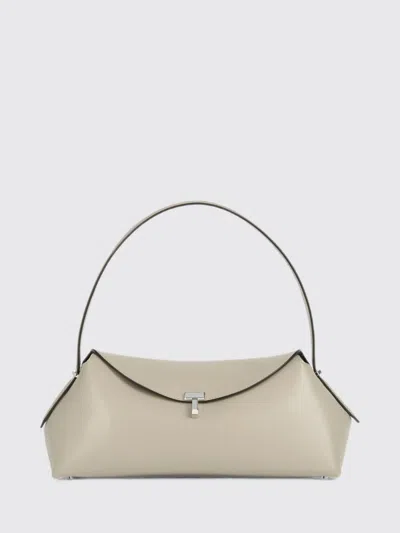 Totême Toteme T-lock Grained Leather Shoulder Bag With Monogram Closure In Grey