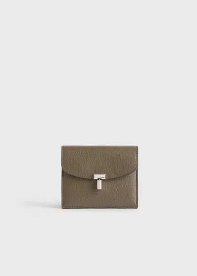 Totême T-lock Grained-leather Cardholder Dark Taupe