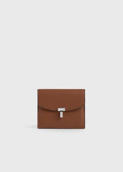 Totême T-lock Grained-leather Cardholder Sienna