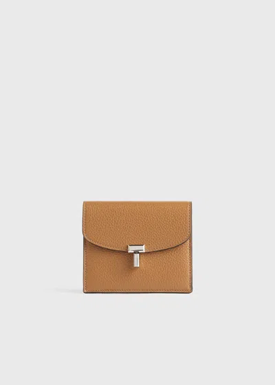 Totême T-lock Grained-leather Cardholder Tan