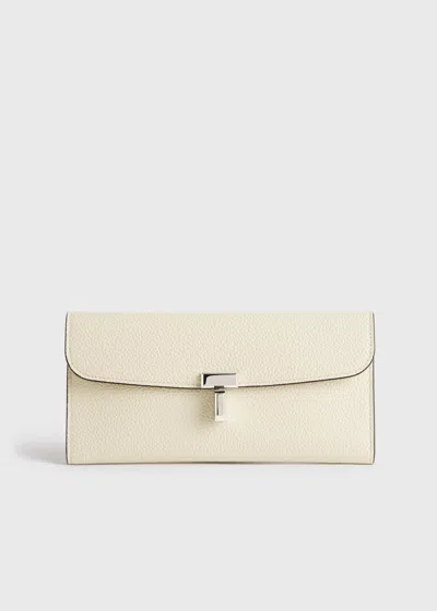 Totême T-lock Grained-leather Wallet Milk