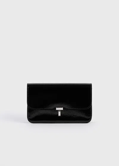 Totême T-lock Grained-patent Crossbody Black