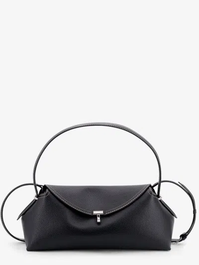 Totême T-lock Hammered Leather Shoulder Bag In Black