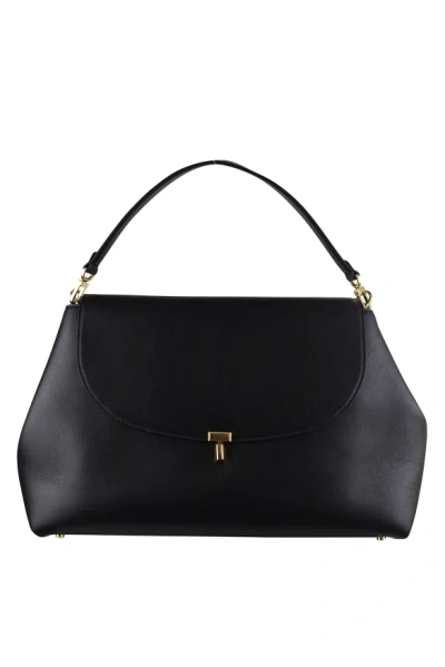 Totême T-lock Foldover Top Shoulder Bag In Black