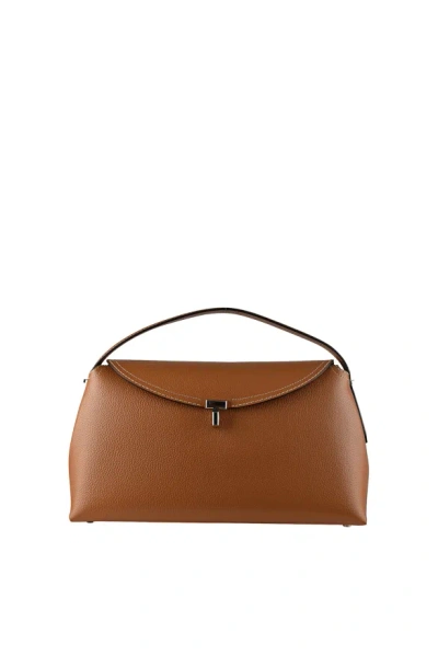 Totême T-lock Grained Leather Tote Bag In Pink