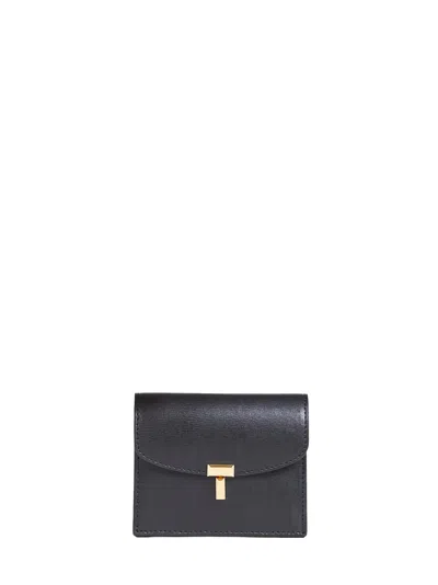 Totême Toteme T-lock Leather Card Case In Black