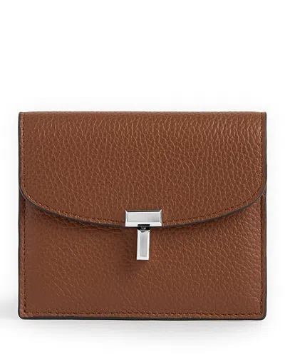 Totême T-lock Leather Card Case In Brown