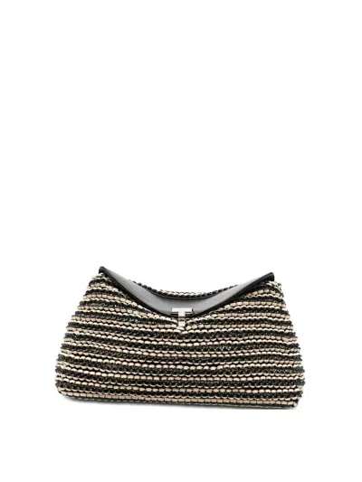 Totême T-lock Leather Clutch Bag In Black