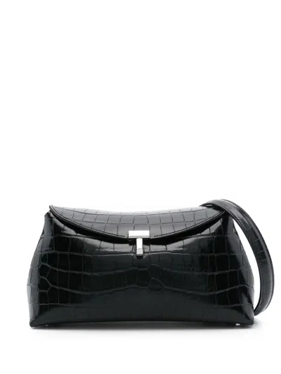 Totême Toteme T-lock Leather Clutch In Black