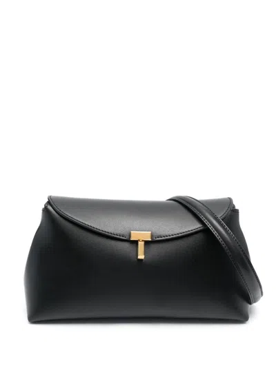 Totême Toteme T-lock Leather Clutch In Black