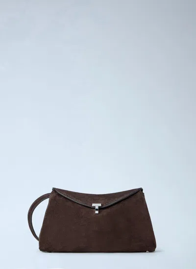 Totême T-lock Leather Clutch In Brown