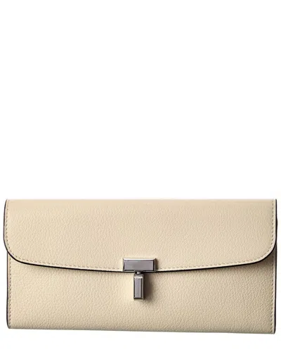Totême Toteme T-lock Leather Continental Wallet In Beige
