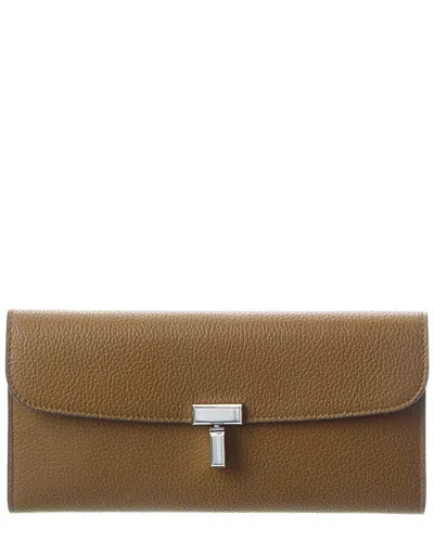 Totême Toteme T-lock Leather Continental Wallet In Brown