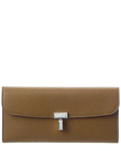 Totême Toteme T-lock Leather Continental Wallet In Brown