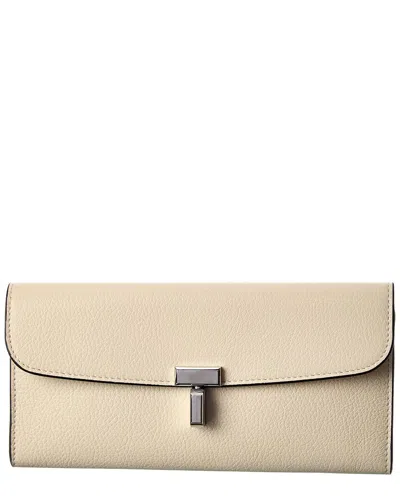 Totême Toteme T-lock Leather Continental Wallet In Neutral
