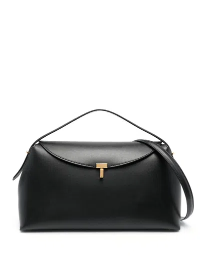 Totême Womens Black T-lock Leather Top Handle Bag