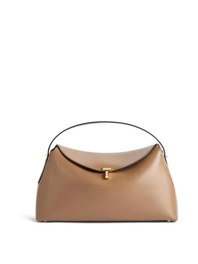 Totême T-lock Leather Top Handle Bag In Brown