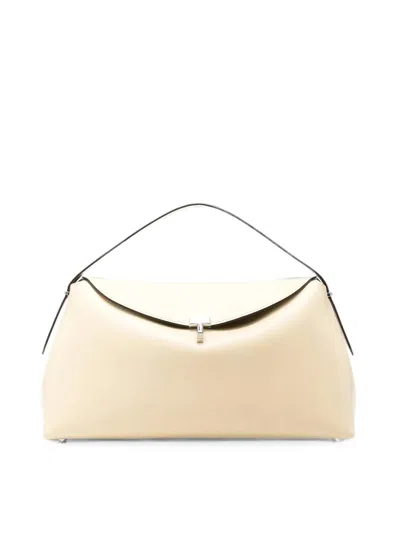 Totême T-lock Leather Top Handle Bag In Nude & Neutrals