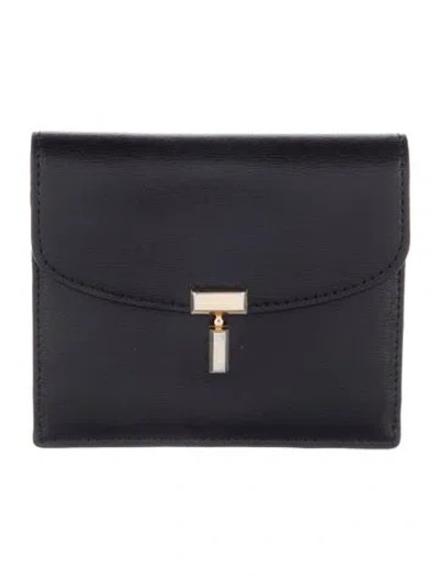 Pre-owned Totême T-lock Leather Wallet In Black