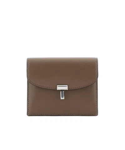 Totême T-lock Leather Wallet In Brown