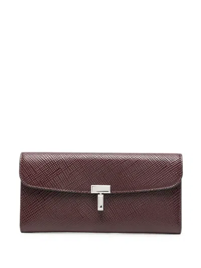 Totême T-lock Leather Wallet In Purple