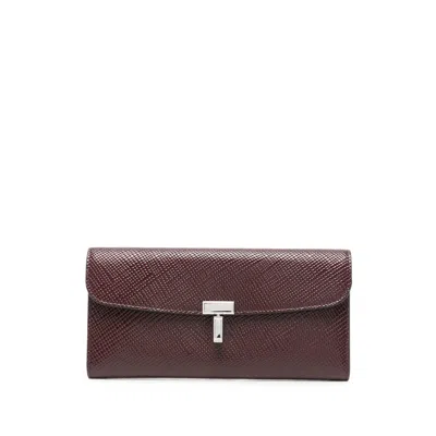 Totême T-lock Leather Wallet In Red