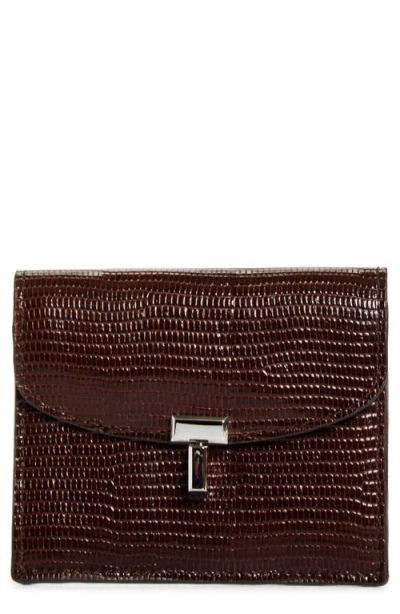 Totême Toteme T-lock Lizard Embossed Card Holder In Brown