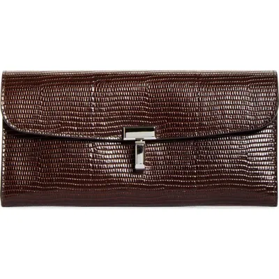 Totême Toteme T-lock Lizard Embossed Wallet In Brown