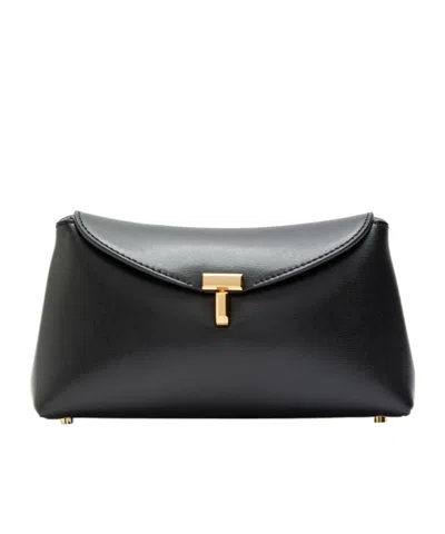 Totême T-lock Mini Leather Clutch In Black