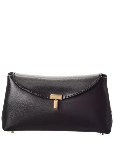 Totême Toteme T-lock Mini Leather Clutch In Black