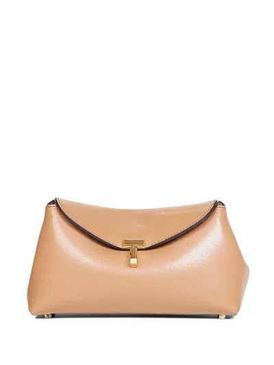 Totême Toteme T-lock Mini Leather Clutch In Neutral