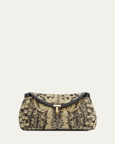 Totême T-lock Mini Paisley Clutch In Rye/black