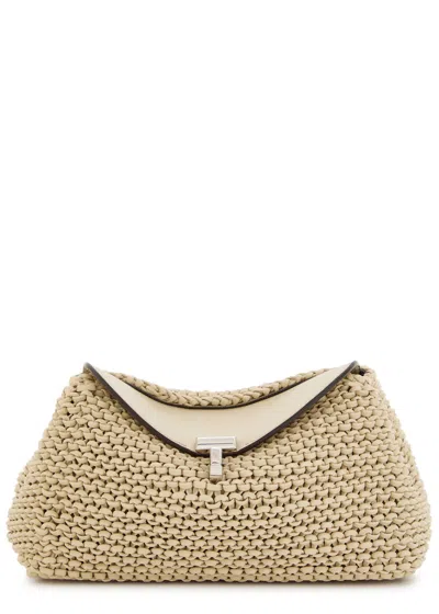 Totême Toteme T-lock Mini Woven Leather Clutch In Nude
