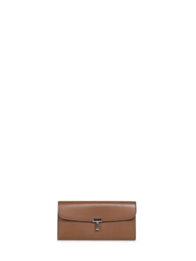 Totême Toteme T-lock Palmellato Leather Wallet In Brown