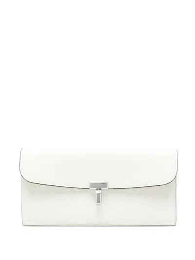 Totême T-lock Palmellato-patent Wallet In White