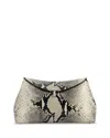 Totême T-lock Mini Python-print Leather Clutch Bag In Black/ecru