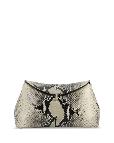 TOTÊME T-LOCK PYTHON EMBOSSED LEATHER CLUTCH